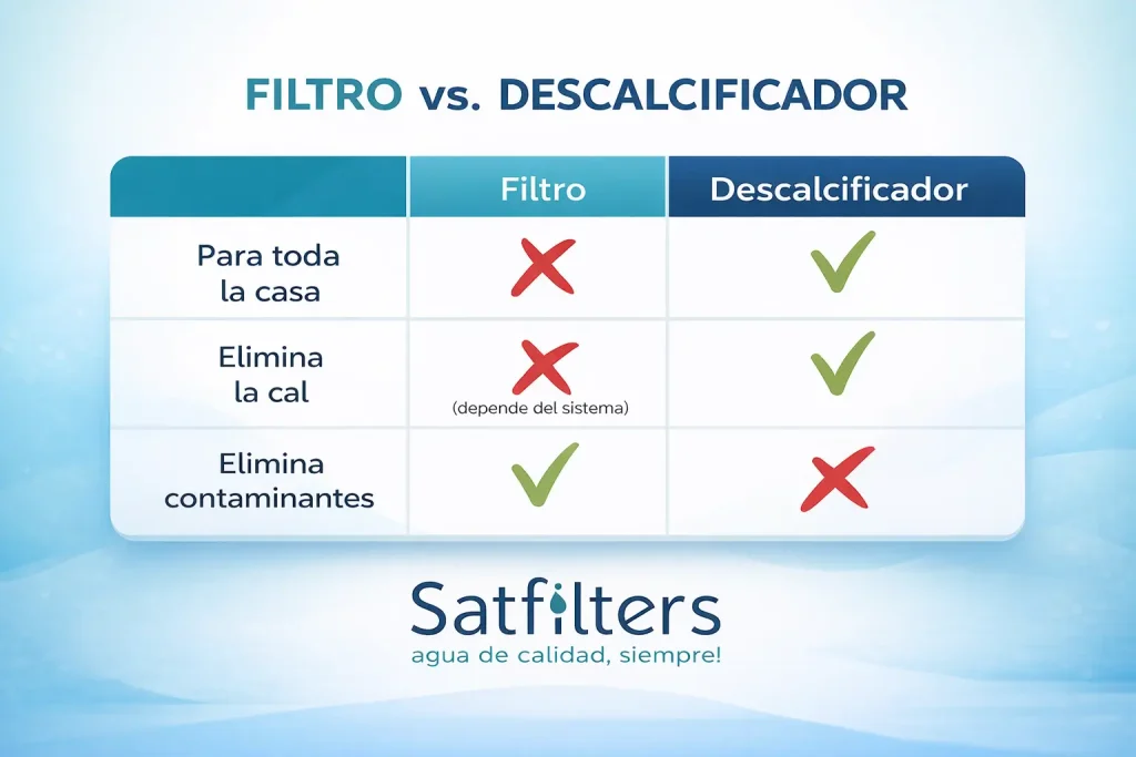 descalcificador vs filtro agua